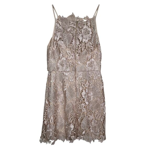 Saylor Floral Lace Cut Out Sleeveless High Neck Mini Dress Pale Pink Small - Picture 2 of 6